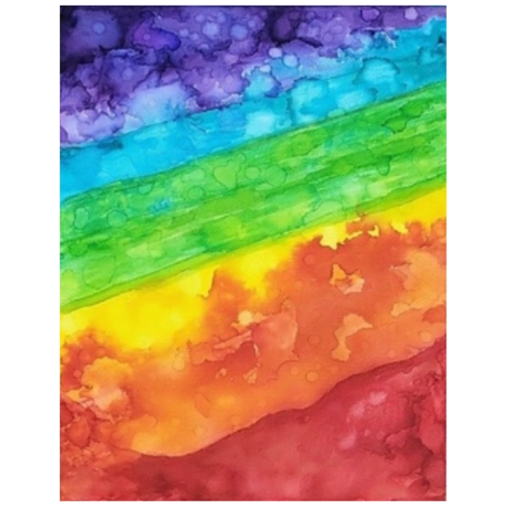 Hand Crafted Abstract Rainbow Design 11x14 Inches Canvas Painting - Picture 2 of 4